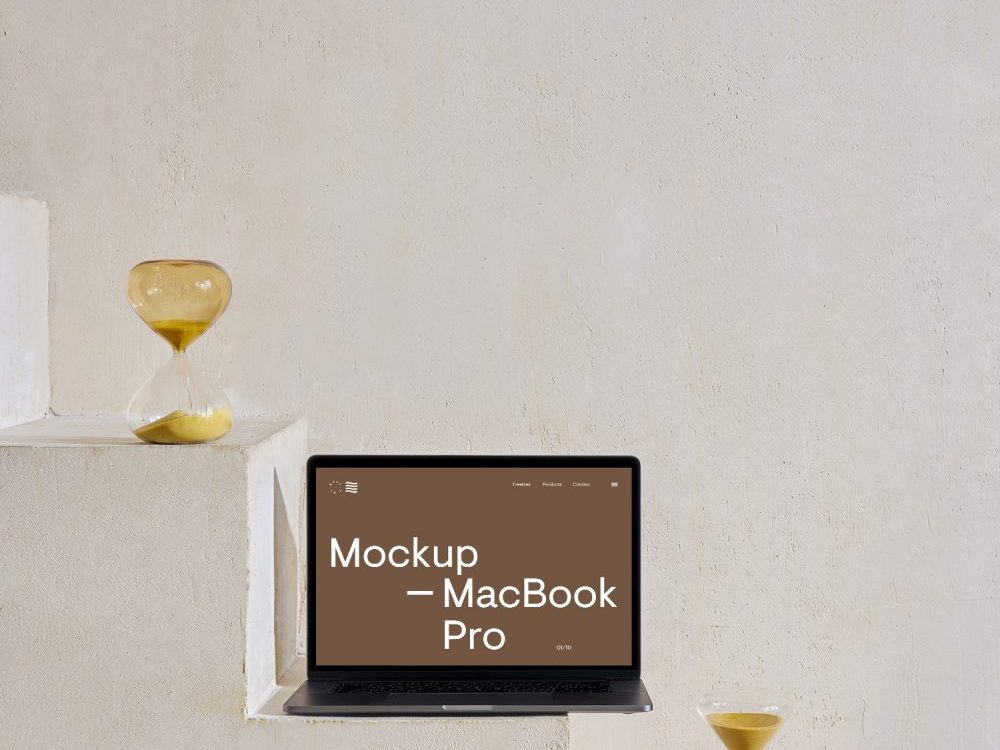 MacBook Pro on Stairs Mockup