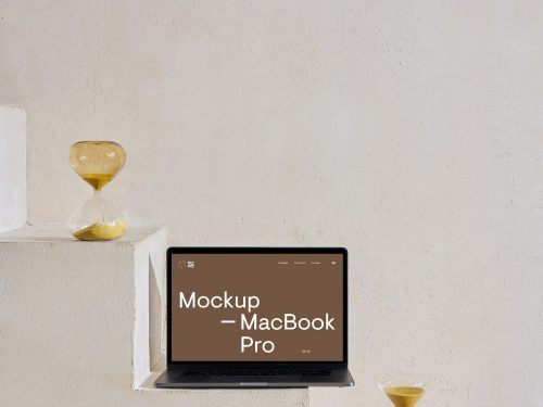 MacBook Pro on Stairs Mockup