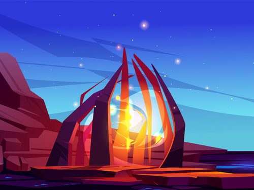 Magic Portal Fantastic Gate to Alien World Background