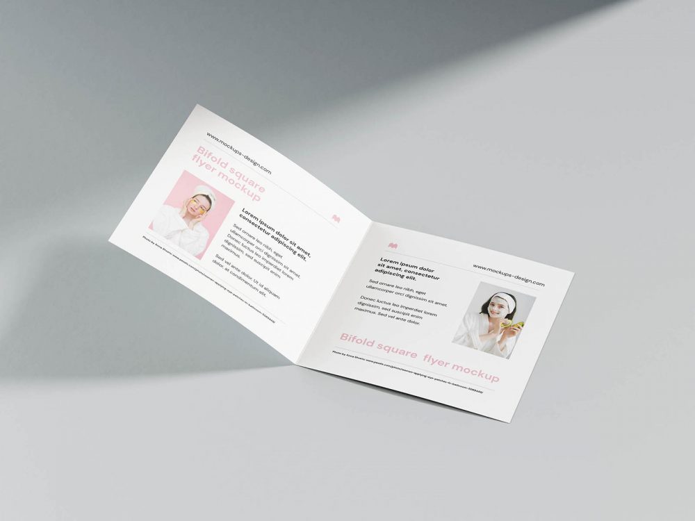 Minimalistic Square Bi-Fold Flyer Mockup