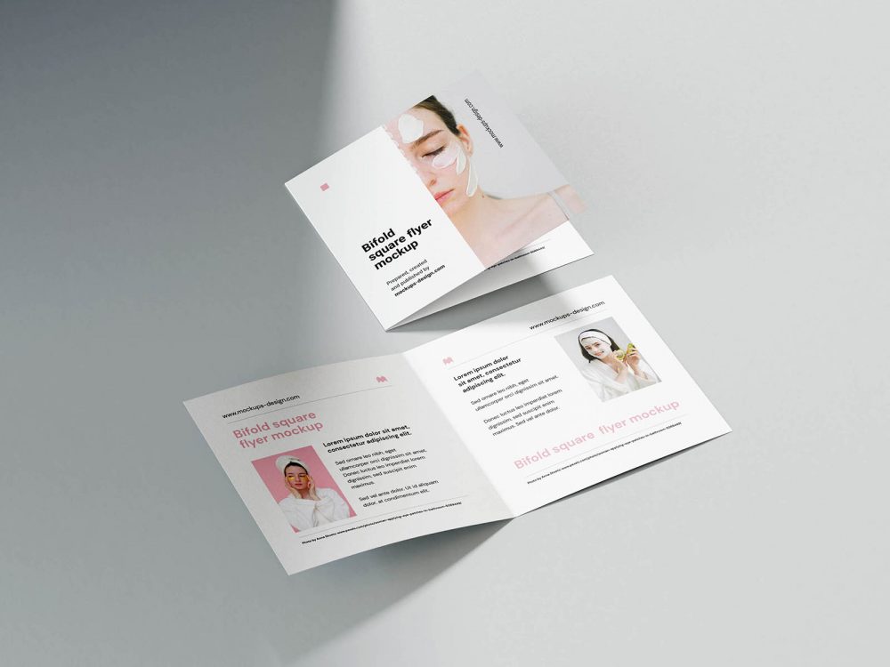 Minimalistic Square Bi-Fold Flyer Mockup