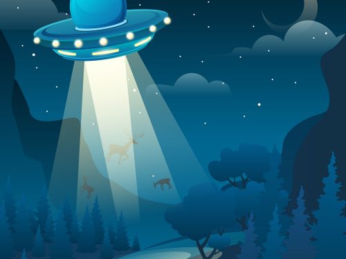 UFO Abduction Concept Free Vector Illustration
