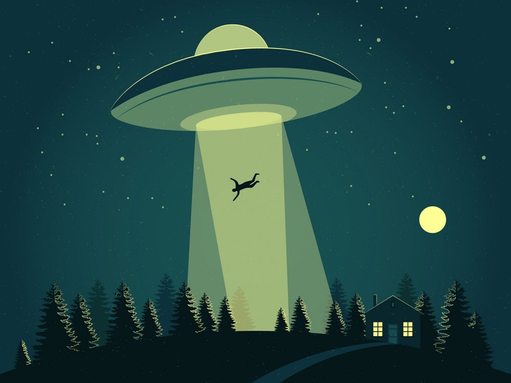 UFO Abduction Concept Free Vector Illustration