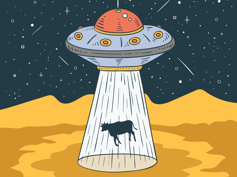 UFO Abduction Concept Free Vector Illustration