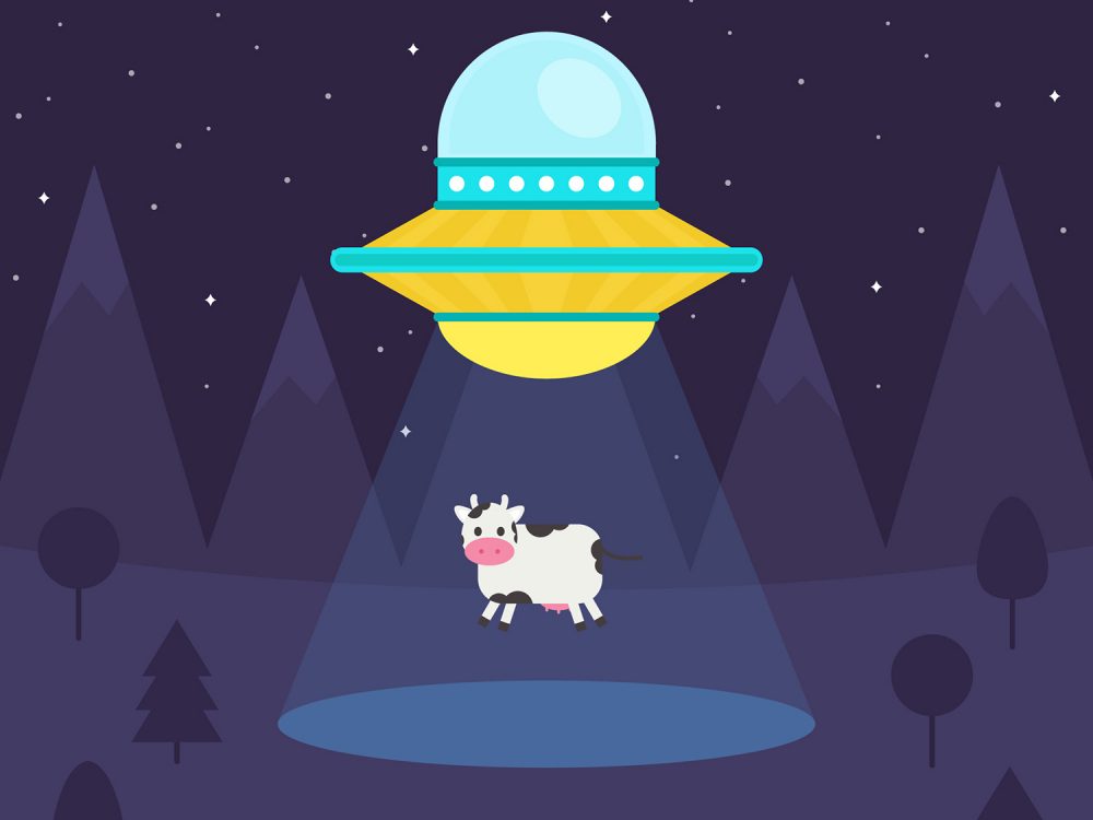 UFO Abduction Concept Free Vector Illustration
