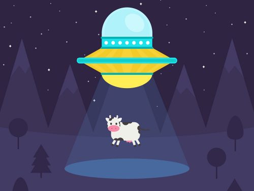 UFO Abduction Concept Free Vector Illustration