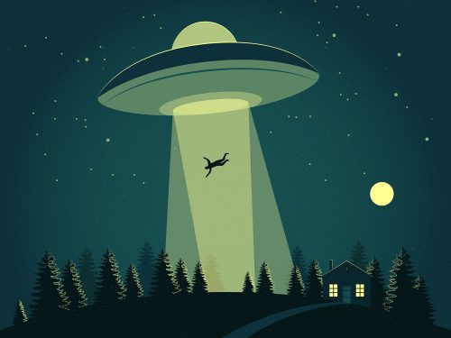 UFO Abduction Concept Free Vector Illustration