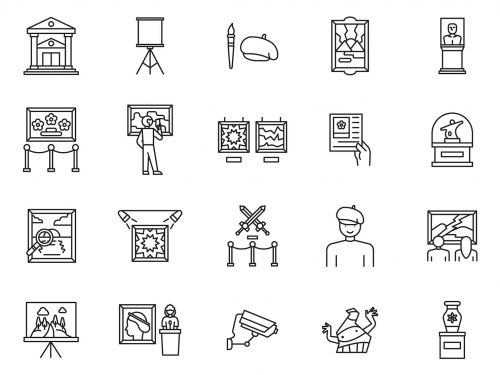 Art Exhibition Line Icons