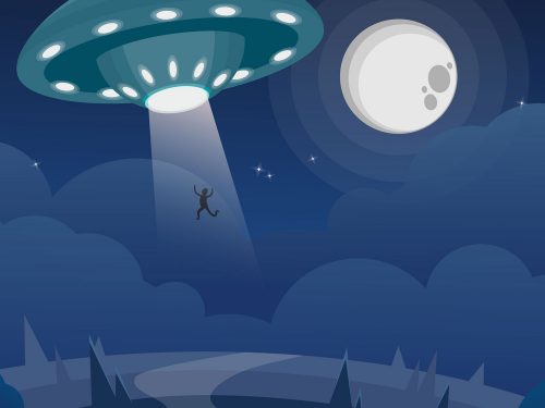 Classic Ufo Abduction Concept Illustration