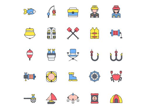 Colored Fisherman Icons
