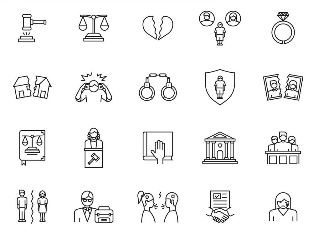 Divorce Line Icons