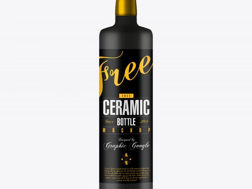 Free Ceramic Bottle Mockup