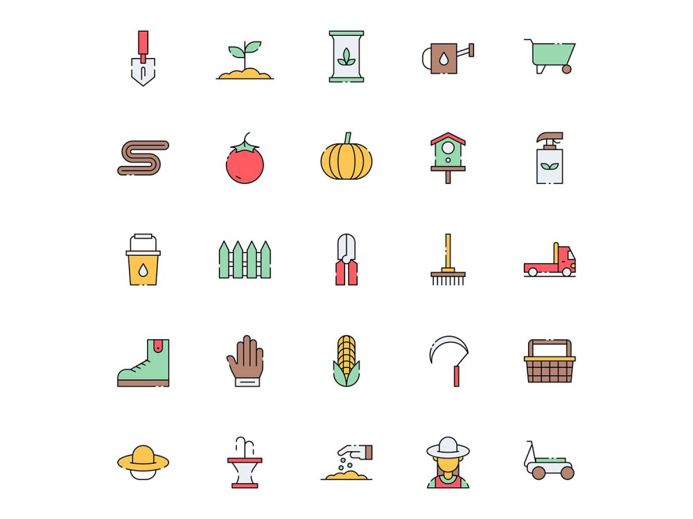 Free Colored Gardener Icons