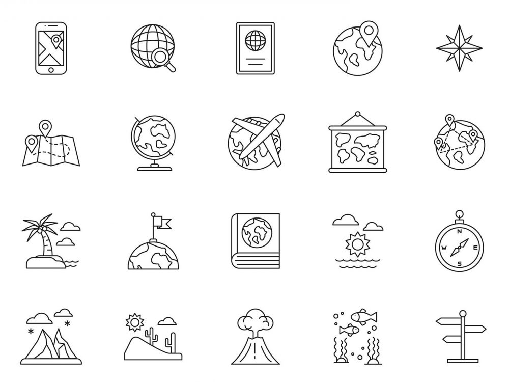 Geography Line Icons