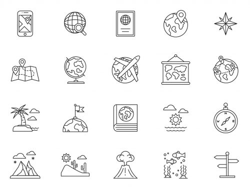 Geography Line Icons