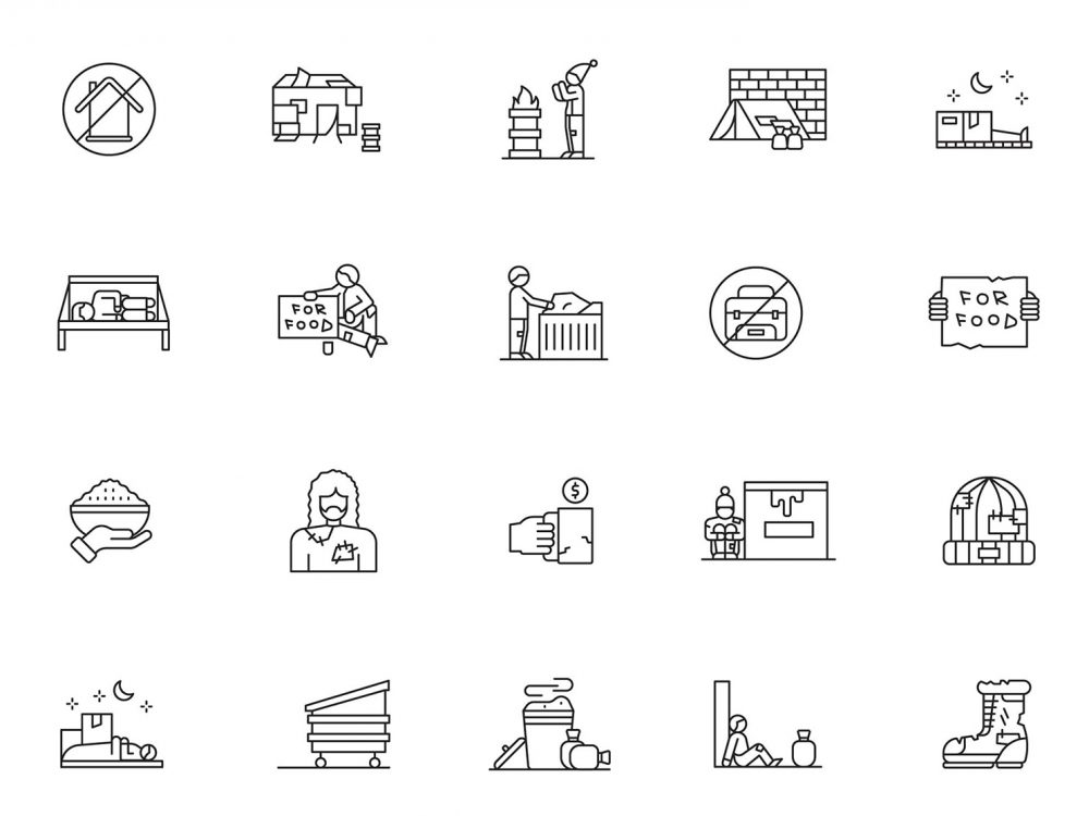 Homeless Line Icons