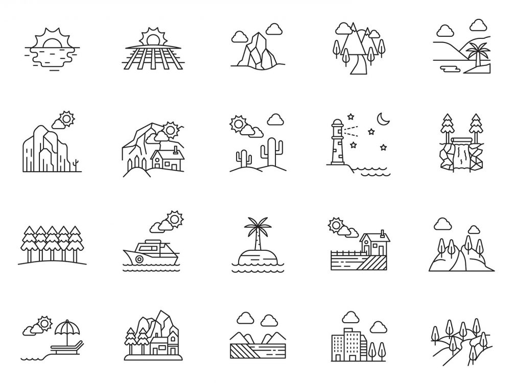 Landscape Line Icons