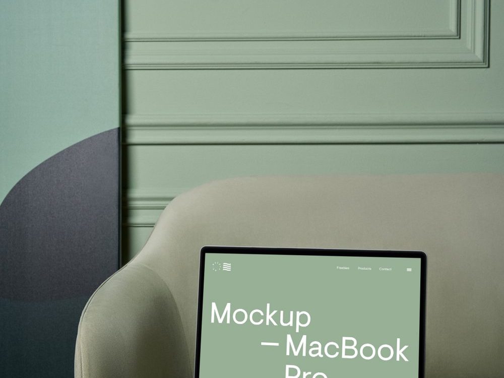 MacBook Pro on a Couch Mockup