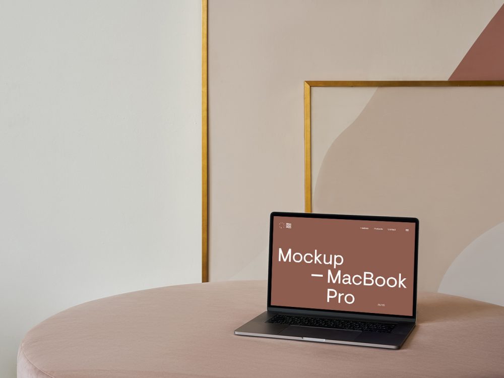 MacBook Pro on a Sofa Mockup