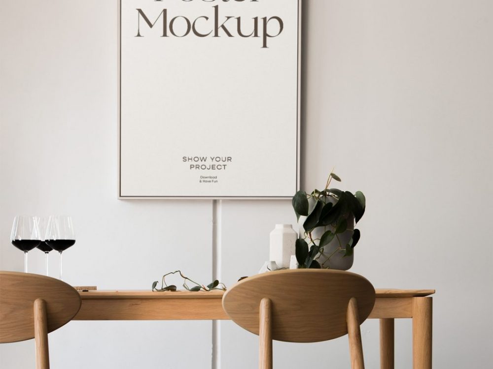 Poster in Dining Room Mockup