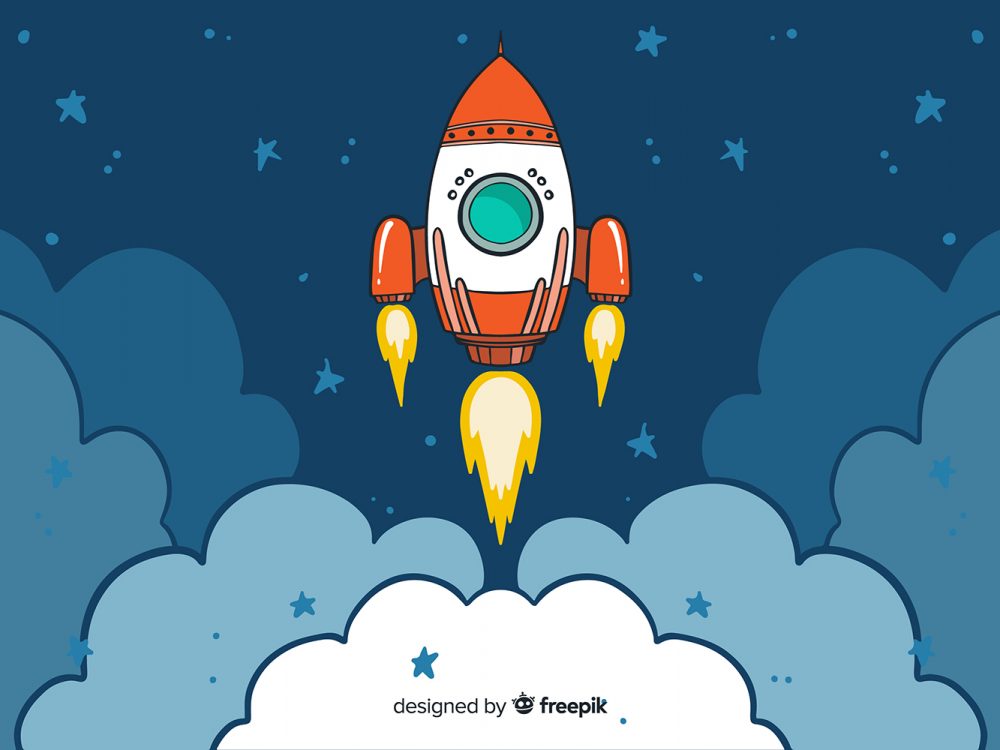 Space Ship in Outer Space Illustration