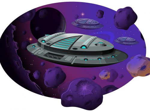 Space Ship in Outer Space Illustration