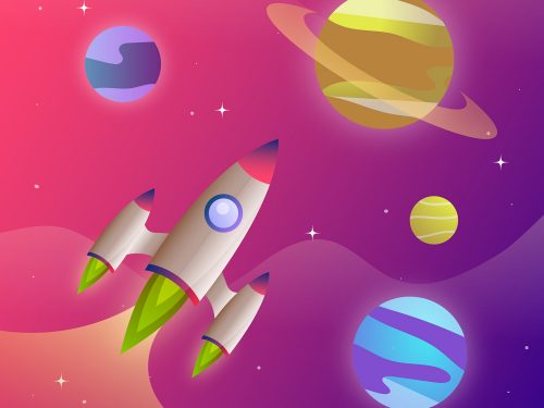 Space With a Rocket Background