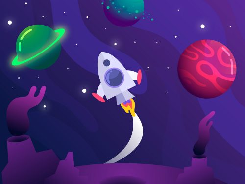 Space With a Rocket Background