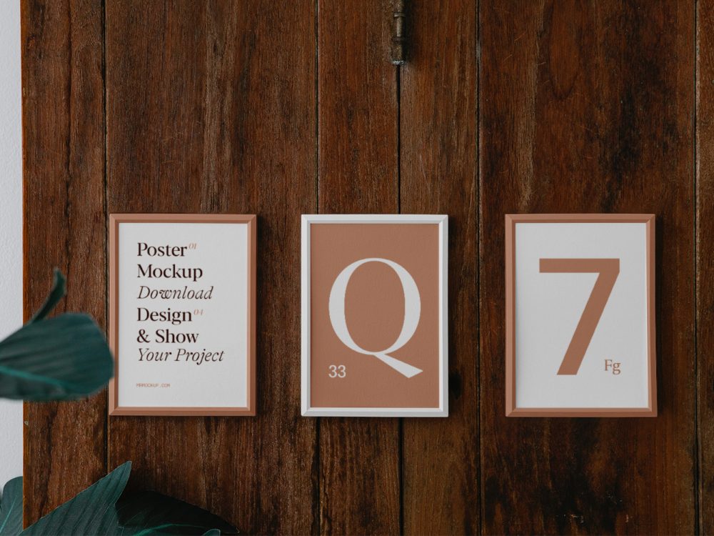 Posters on Wood Wall Mockup