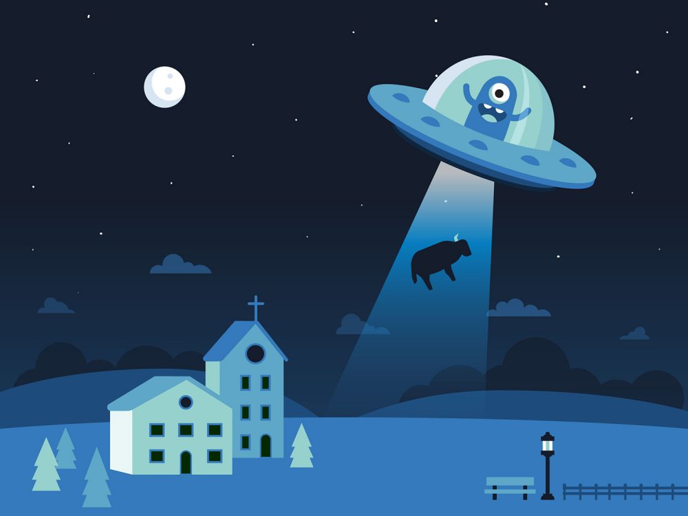 UFO Abduction Concept Free Vector Illustration
