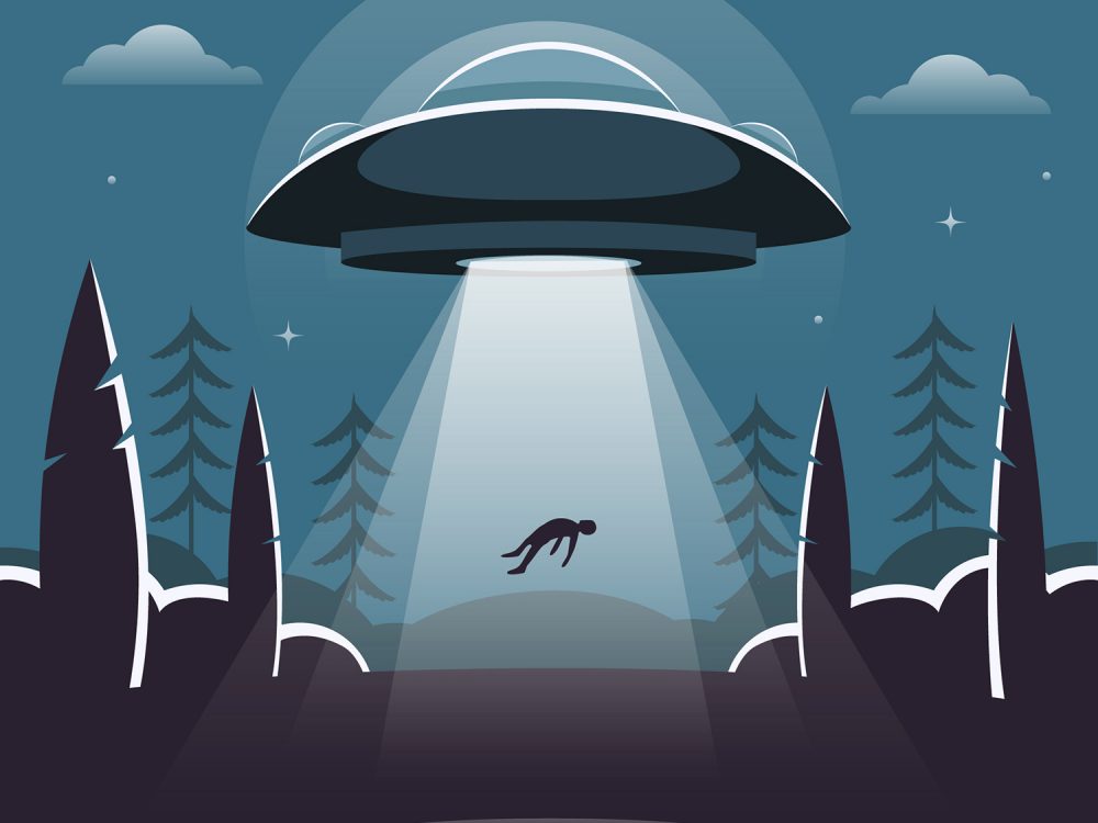 UFO Abduction Concept Free Vector Illustration