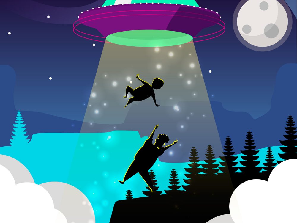 UFO Abduction Concept Free Vector Illustration