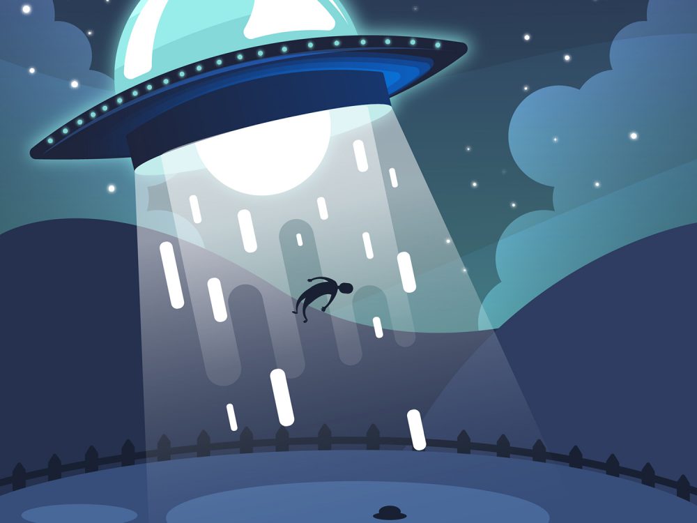 UFO Abduction Concept Free Vector Illustration