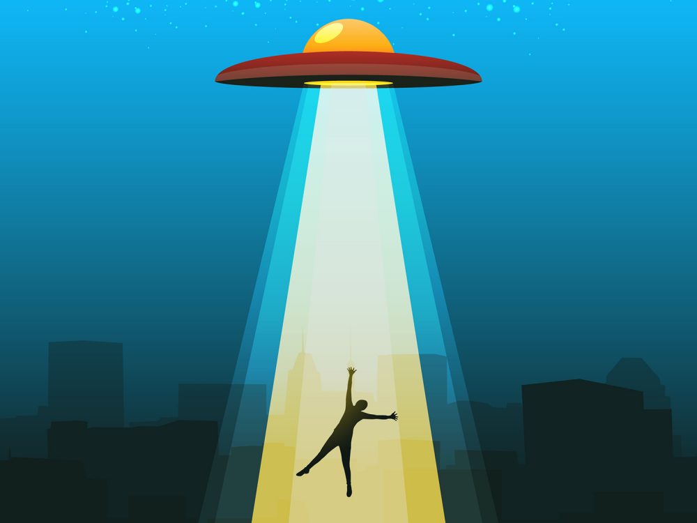 UFO Abduction Concept Free Vector Illustration