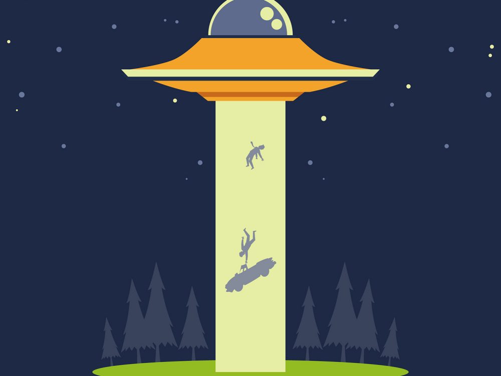 UFO Abduction Concept Free Vector Illustration