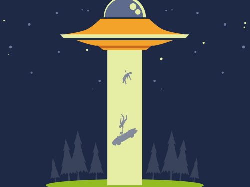 UFO Abduction Concept Free Vector Illustration