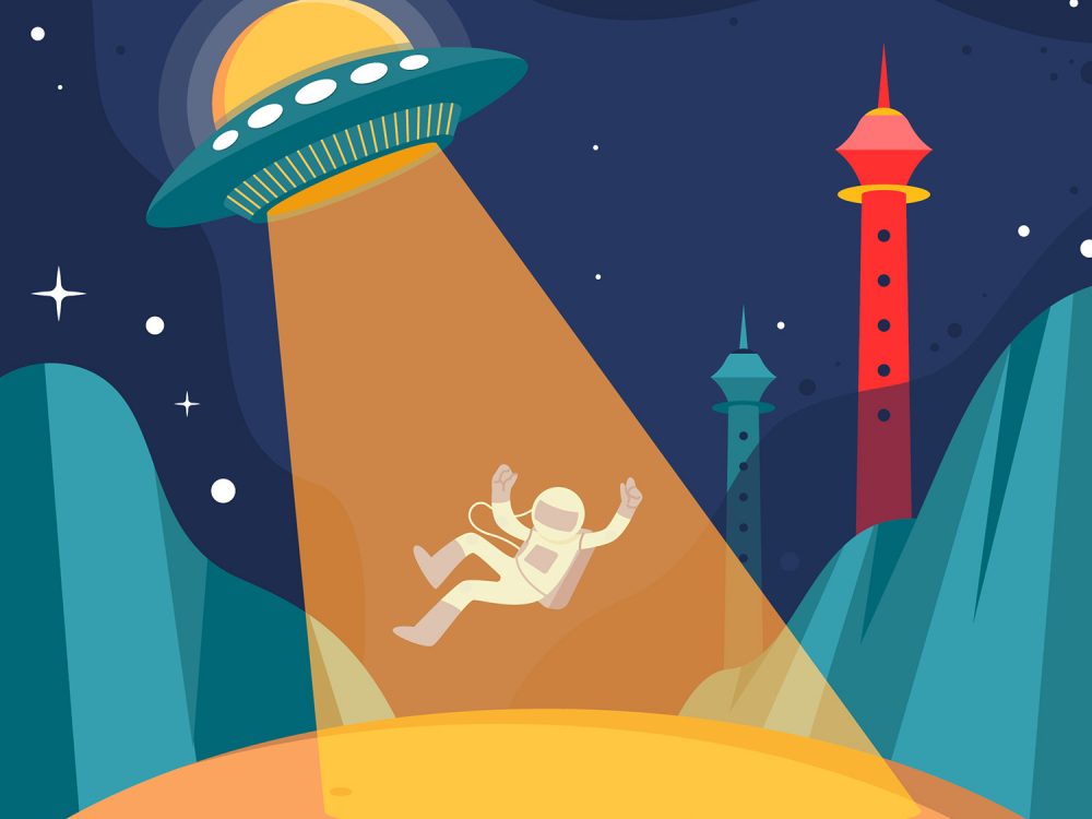 UFO Abduction Concept Free Vector Illustration