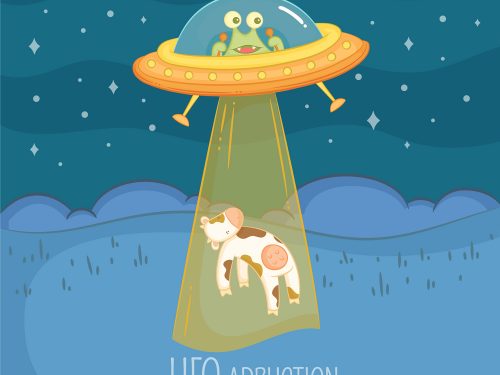 UFO Abduction Concept Free Vector Illustration