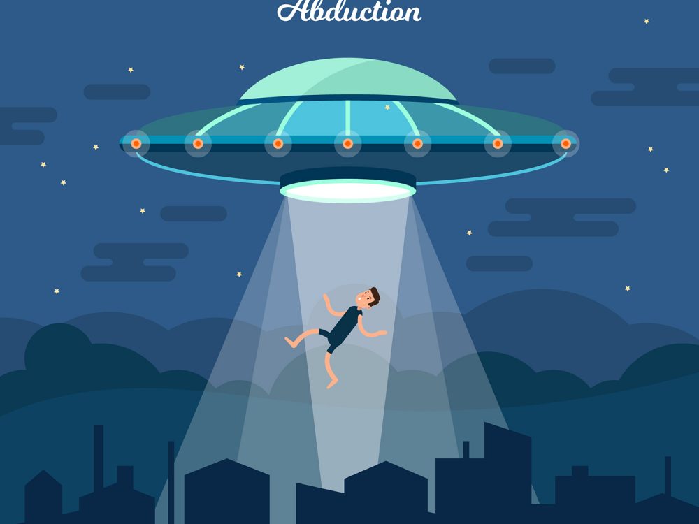 UFO Abduction Concept Free Vector Illustration