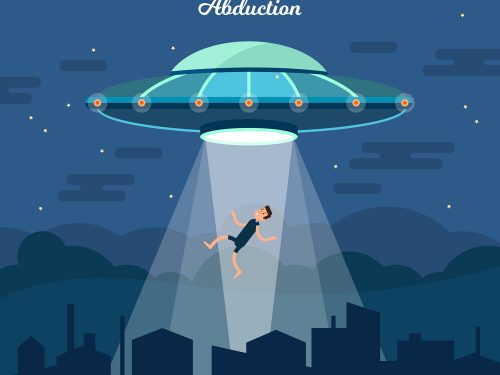 UFO Abduction Concept Free Vector Illustration