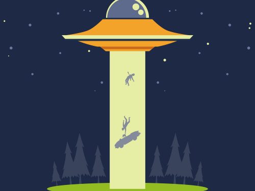 UFO Abduction Concept Free Vector Illustration