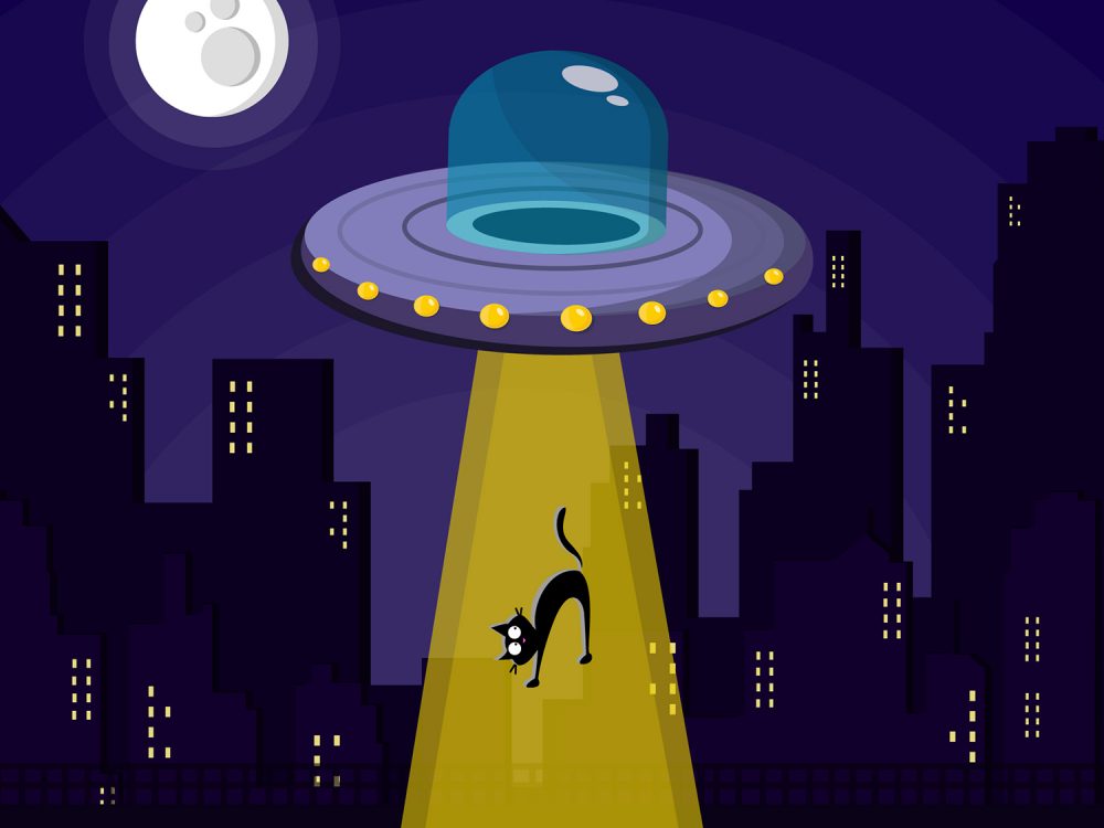 UFO Abduction Concept Free Vector Illustration