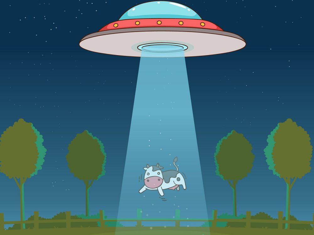 UFO Abduction Concept Free Vector Illustration