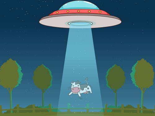 UFO Abduction Concept Free Vector Illustration