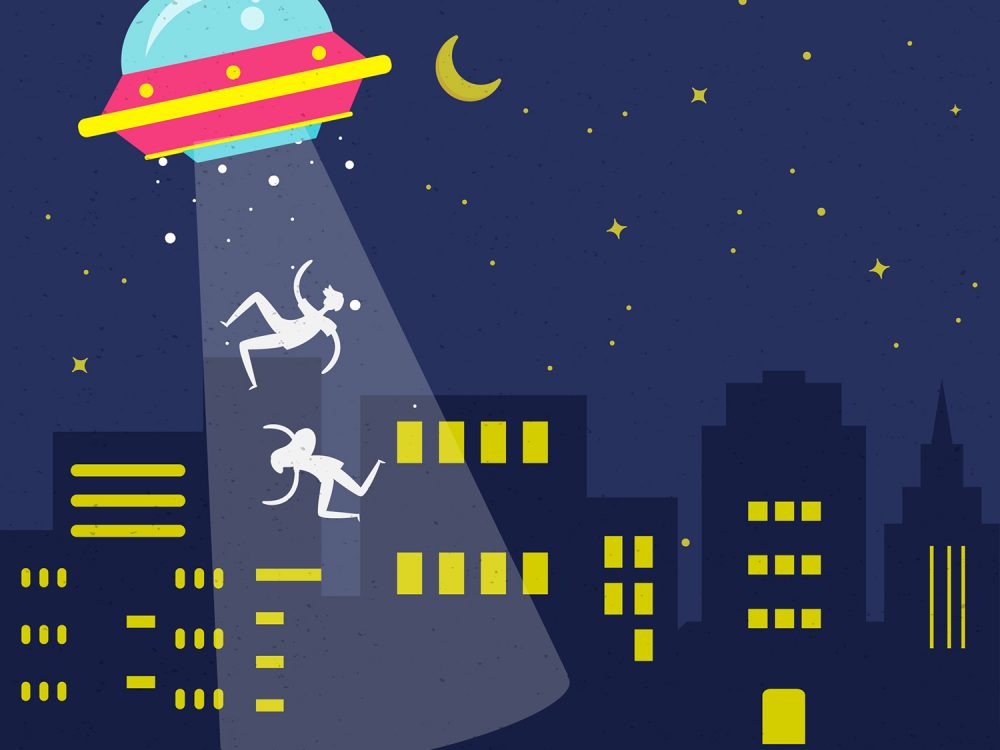 UFO Abduction Concept Free Vector Illustration