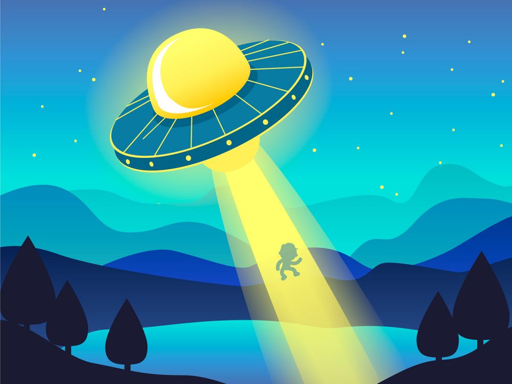 UFO Abduction Concept Free Vector Illustration