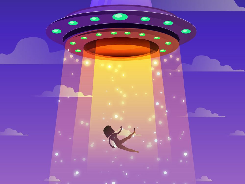 UFO Abduction Concept Free Vector Illustration