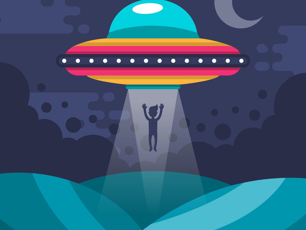 UFO Abduction Concept Free Vector Illustration