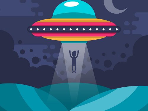 UFO Abduction Concept Free Vector Illustration
