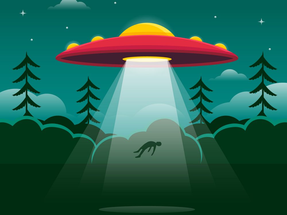 UFO Abduction Concept Free Vector Illustration